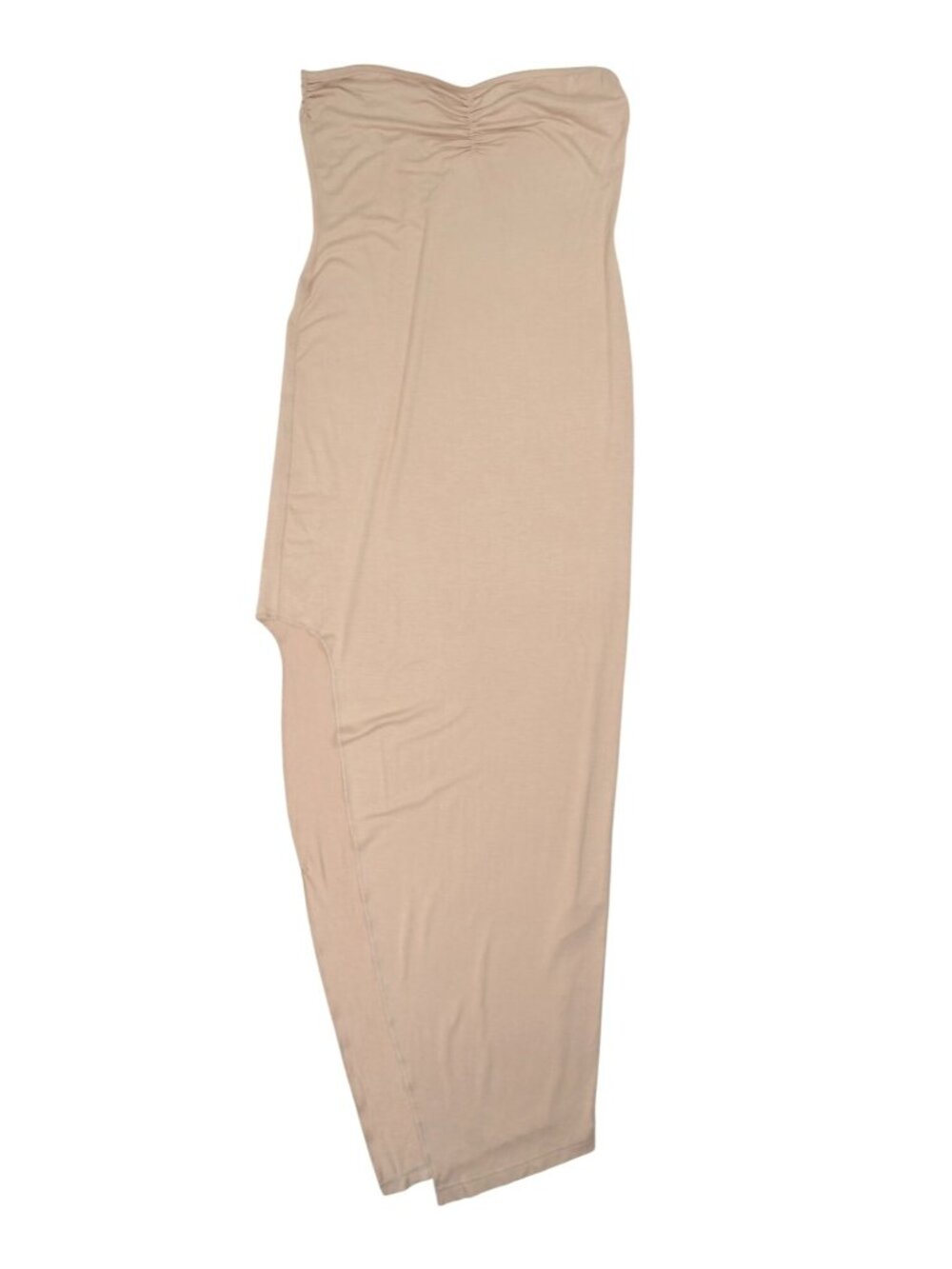 Georgia Hardinge Strapless Bamboo Blend Ruched Dress in Beige